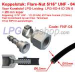 Peça de acoplamento LPG-FIT Porca Flare 5/16" UNF (FNF-04) para Tubo Plástico LPG-XD-4 (8mm)