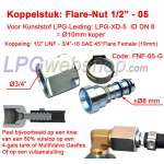 Kunststof LPG-Vulleiding XD-5 - 1/2" UNF Rechte x Haaks koppelingen