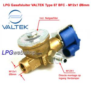 Válvula de cierre de gas LPG Valtek Tipo 07, conector AMP M12 x 8 mm