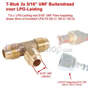 T-Piece 3x 5/16" UNF Flare for LPG Pipe