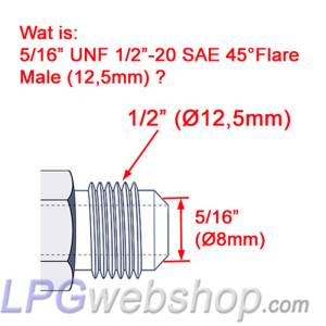 Peça em T 3x 5/16"UNF Flare para tubo de GLP