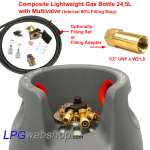 Bombola gas GPL 24,5 L leggera in composito con Multivalvola Ricaricabile fino all'80%