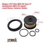 Filtre cartouche liquide MED 3G type 21 - Vanne MED21 3G Landi Renzo, Tartarini, Koltec, Landi