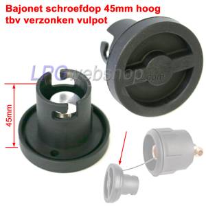 Couvercle rond à baïonnette pour point de remplissage GPL - Plastique, hauteur 45 mm