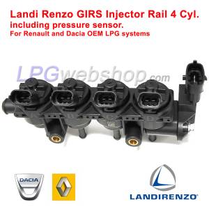 Rail 4 Iniettori Landi Renzo GIRS Nero (Medium) con sensore di pressione per Renault Dacia OEM
