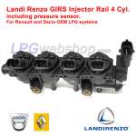 Rail 4 injetores Landi Renzo GIRS Preto (Medium) com sensor de pressão para Renault Dacia OEM