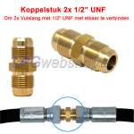 Koppelstuk 2x 1/2"UNF tbv doorverbinden 2x LPG-Vulslang