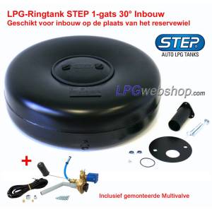 LPG-Ringtank 64L (Ø650x250) STEP 1-gats 30° Inbouw Multivalve inbegrepen