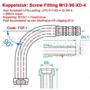 Raccordo LPG-FIT Screw Fitting M12-90-XD-4 FSF-G per tubo flessibile XD-4