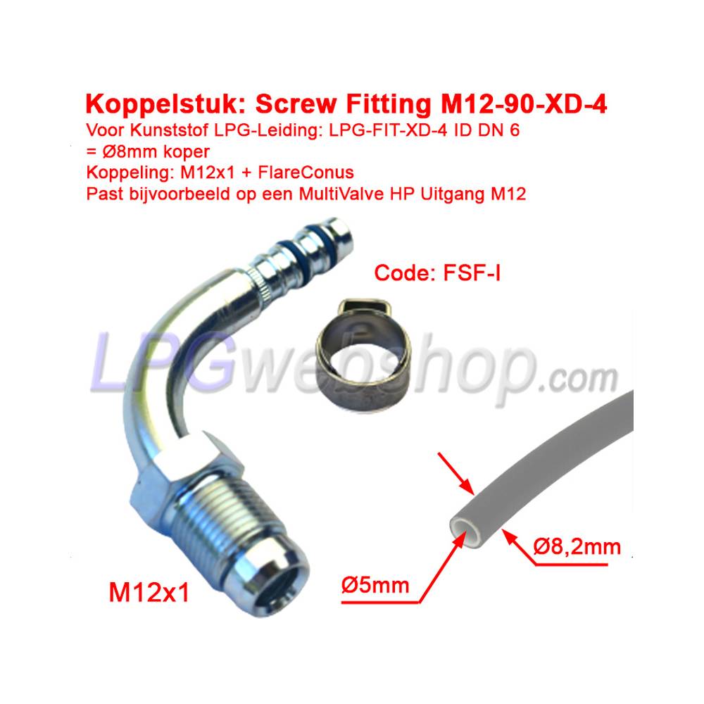 Acoplamento LPG-FIT Screw Fitting M12-90-XD-4 FSF-I para Tubo Flexivel XD-4 Acoplamento LPG-FIT Screw Fitting M12-90-XD-4 FSF-I para Tubo Flexivel XD-4
