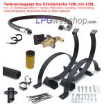 Kit de instalación de depósitos GLP - Material de montaje para depósitos cilíndricos Ø45cm 120L hasta 230L