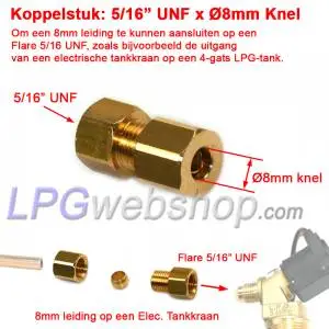 Coupling 8mm compression x Flare 5/16" UNF Female thread