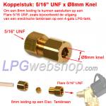 Acoplamento compressão 8mm x Flare 5/16" UNF rosca fêmea