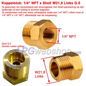 Raccord femelle 1/4" NPT x filetage extérieur G.5 Kombi (G.2 / G.4 / G.8) W21,8 LH