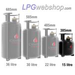 Campko Bombona de gas GLP de acero de 15 litros con multiválvula, recargable hasta un 80 %.