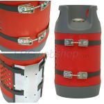 Soporte para bombonas de gas CAMPKO de acero inoxidable de Ø300 mm, incluye 2 correas tensoras.