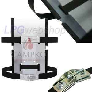Porte-bouteille de gaz CAMPKO Ø 300 mm avec 2 sangles de serrage (acier inoxydable)
