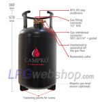 30L Campko Steel LPG Gas Bottle with MultiValve Refillable up to 80%