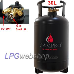 30L Campko Stahl-LPG-Gastankflasche mit MultiValve, nachfüllbar bis zu 80 %