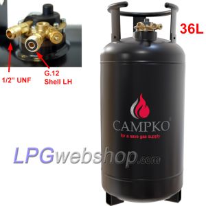 Bombola di gas GPL in acciaio Campko da 36 litri con multivalvola ricaricabile fino all'80%