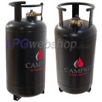 Campko Bombona de gas GLP de acero de 36 litros con multiválvula, recargable hasta un 80 %.