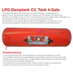 LPG-Tank Damptank 38L (Ø230x1014) GZWM Cilinder Liggend 4 gats - Camper kooktank