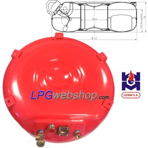Serbatoio Bombola Toroidale GPL gassoso per Camper 63L (Ø650x230) 4 fori GZWM comprese Valvole