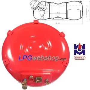 LPG Vapor Toroidal Camper Tank 53,5L (Ø600x230) GZWM 4 Hole Incl. Valves - Cooking Heating