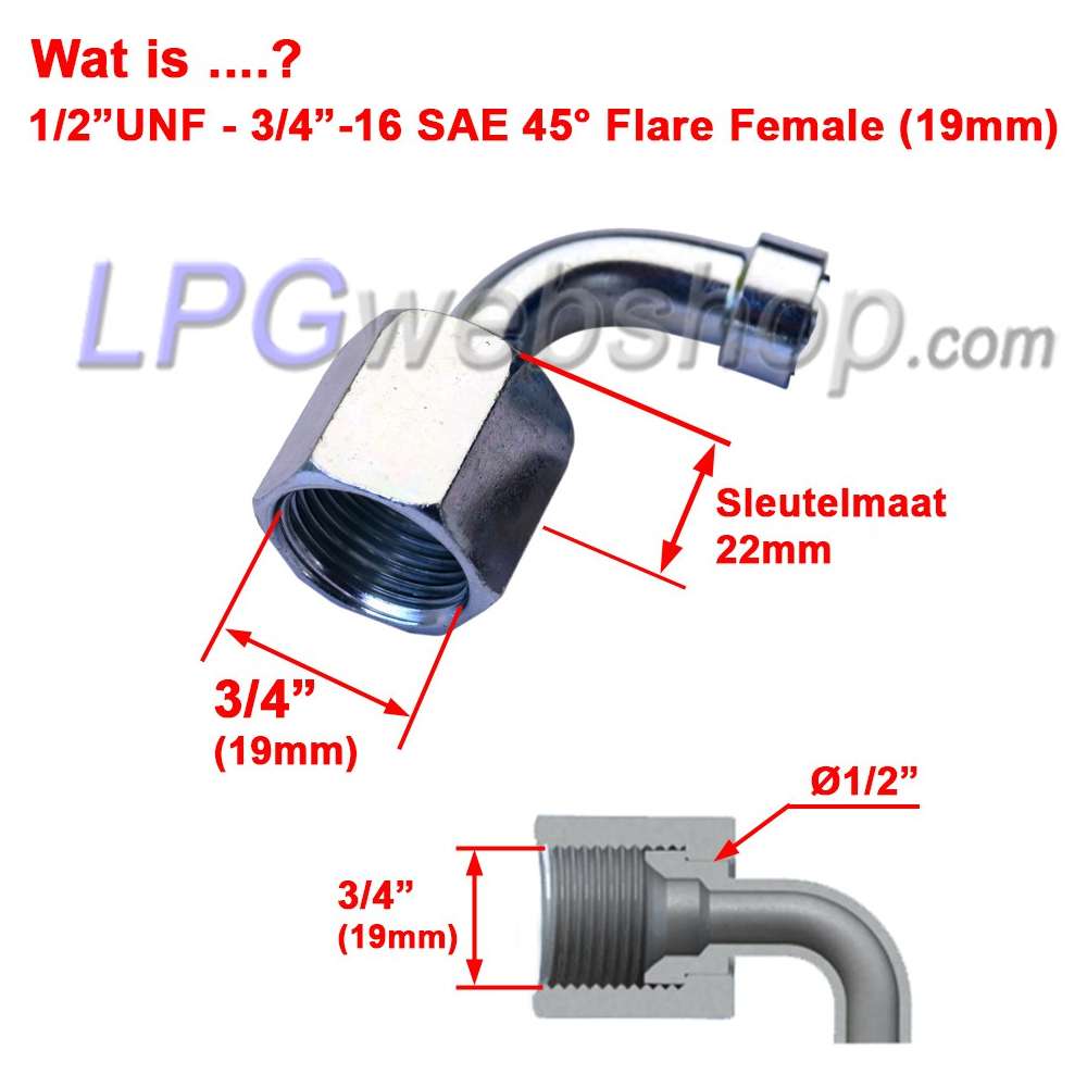 Koppelstuk Haaks LPG-FIT Flare-Nut 1/2" UNF XD-6 FNF-M voor Kunststof Vulleiding LPG-XD-6 (12mm) Koppelstuk Haaks LPG-FIT Flare-Nut 1/2" UNF XD-6 FNF-M voor Kunststof Vulleiding LPG-XD-6 (12mm)