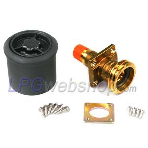 Conexão de enchimento GPL ACME reta 1/2"UNF (19mm) + caixa de plástico para mangueira de enchimento de GPL