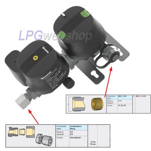 Truma DuoControl CS gas pressure regulator vertical 30mbar 2x G.13 x 10 or 8 mm with Crashsensor