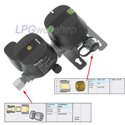 Truma DuoControl CS gasdrukregelaar verticaal 30mbar 2x G.13 x 10 of 8 mm met Crashsensor