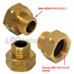 Adaptador para Garrafa de Gás D2 - Fêmea W21.8x1/14LH x Macho W20x1/14LH G.1 (IT,GR,AT,SI)