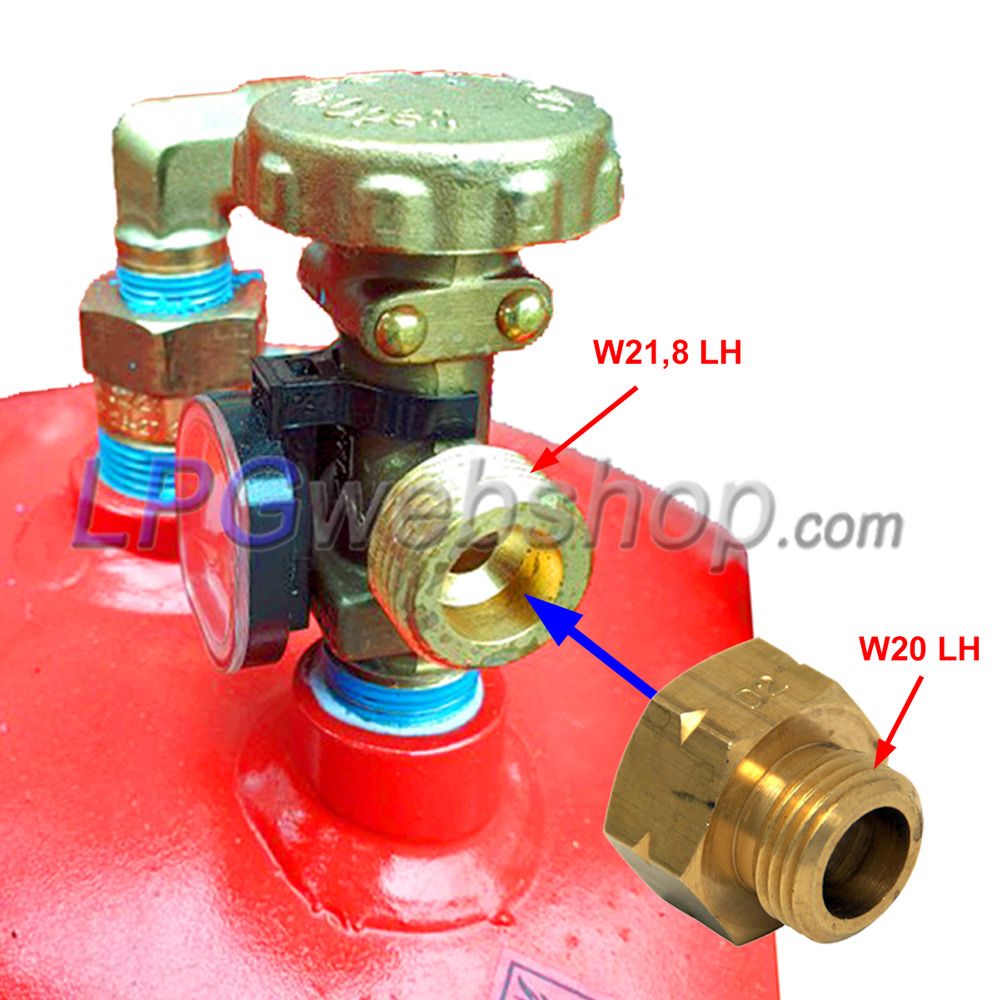 Gasfles Adapter D2 - Female W21,8x1/14LH x Male W20x1/14LH G.1 (IT,GR,AT,SI) Gasfles Adapter D2 - Female W21,8x1/14LH x Male W20x1/14LH G.1 (IT,GR,AT,SI)