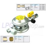 Détendeur de pression GOK EN61-DS 30 mbar 1,5 kg/h - M20x1,5 à 90° x 8 mm avec vanne manuelle et vanne d'essai