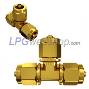 T-stuk Thermoplastic 3x 8mm LPG-Leiding 3x aansluiting - (FARO 8mm / Transfer Oil 1842)