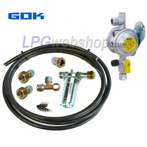 Kit Regolatore di pressione GOK EN61-DS per 2x bombola di gas con connessione Shell tipo W21.8 G.12