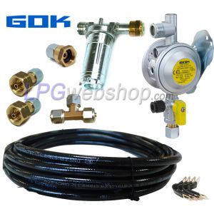 Kit Regolatore di pressione GOK EN61-DS per 2x bombola di gas con connessione Shell tipo W21.8 G.12