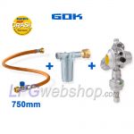 Conjunto Redutor de Pressão Gás GOK DriveOne Vertical com Sensor Colisão + Filtro Gás + Mangueira Alta Pressão G.12 (Shell)