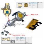 Conjunto de Regulador de pressão DriveOne com sensor Crash para 1x garrafa de gás para camper com conexão Shell Tipo W21.8 G.12