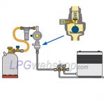 Conjunto de Regulador de pressão DriveOne com sensor Crash para 1x garrafa de gás para camper com conexão Shell Tipo W21.8 G.12