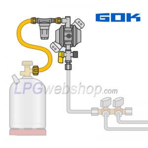 Conjunto regulador de pressão GOK EN61-DS + Filtro + Mangueira de alta pressão para 1x Garrafa de gás com conexão Shell W21.8