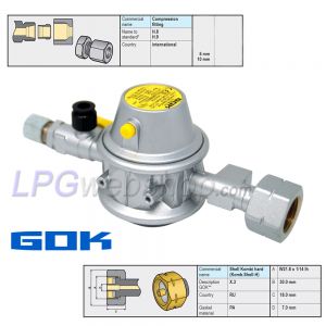 Drukregelaar GOK EN61-DS Caramatic BasicOne 30mbar 1.5kg/h - Shell Komb.A W21,8 x RVS 8mm
