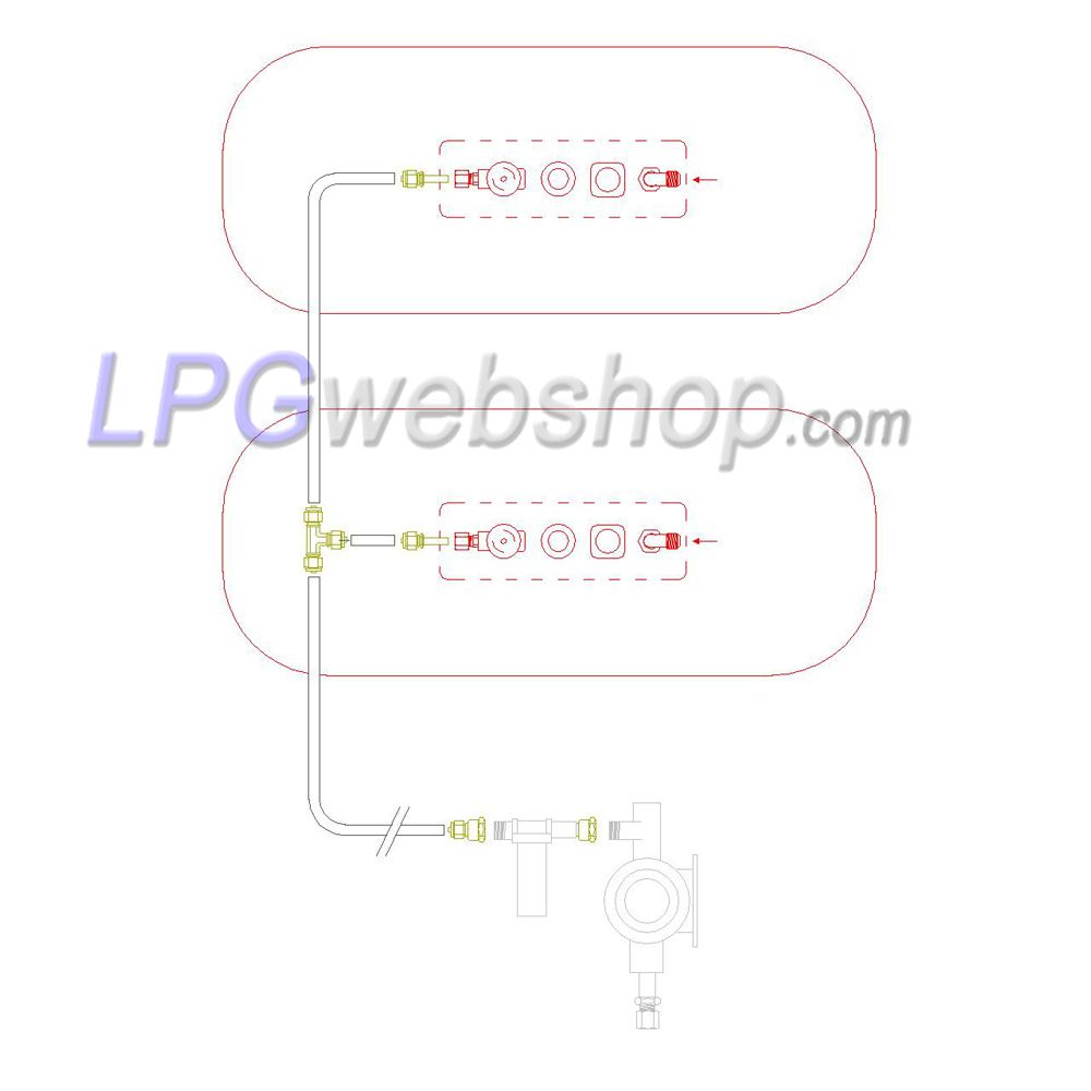 Juego de regulador de presión GOK EN61-DS para 2 depósito de gas de vapor con conexión de compresión de 8 mm o grifo depósito UN Juego de regulador de presión GOK EN61-DS para 2 depósito de gas de vapor con conexión de compresión de 8 mm o grifo depósito UN