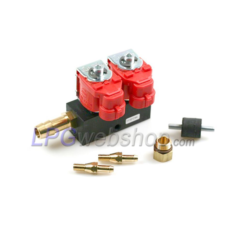 Trilho injetor de GLP VALTEK T30 2 cilindros vermelho STD 3 Ohm incl. Kit de montagem sem bicos injetores Trilho injetor de GLP VALTEK T30 2 cilindros vermelho STD 3 Ohm incl. Kit de montagem sem bicos injetores