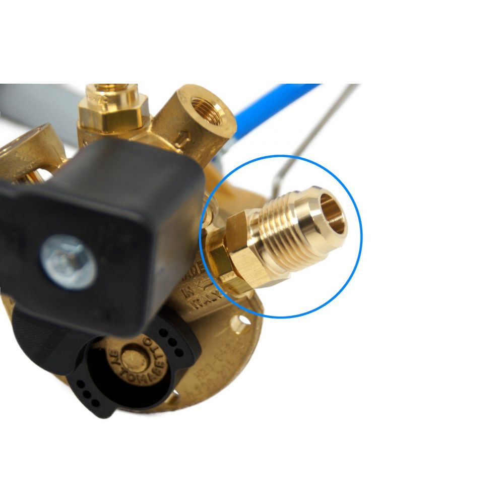 Koppelstuk 1/2"UNF Male x G1/4" Female voor aansluiten van vulslang op ingang van Multivalve Koppelstuk 1/2"UNF Male x G1/4" Female voor aansluiten van vulslang op ingang van Multivalve