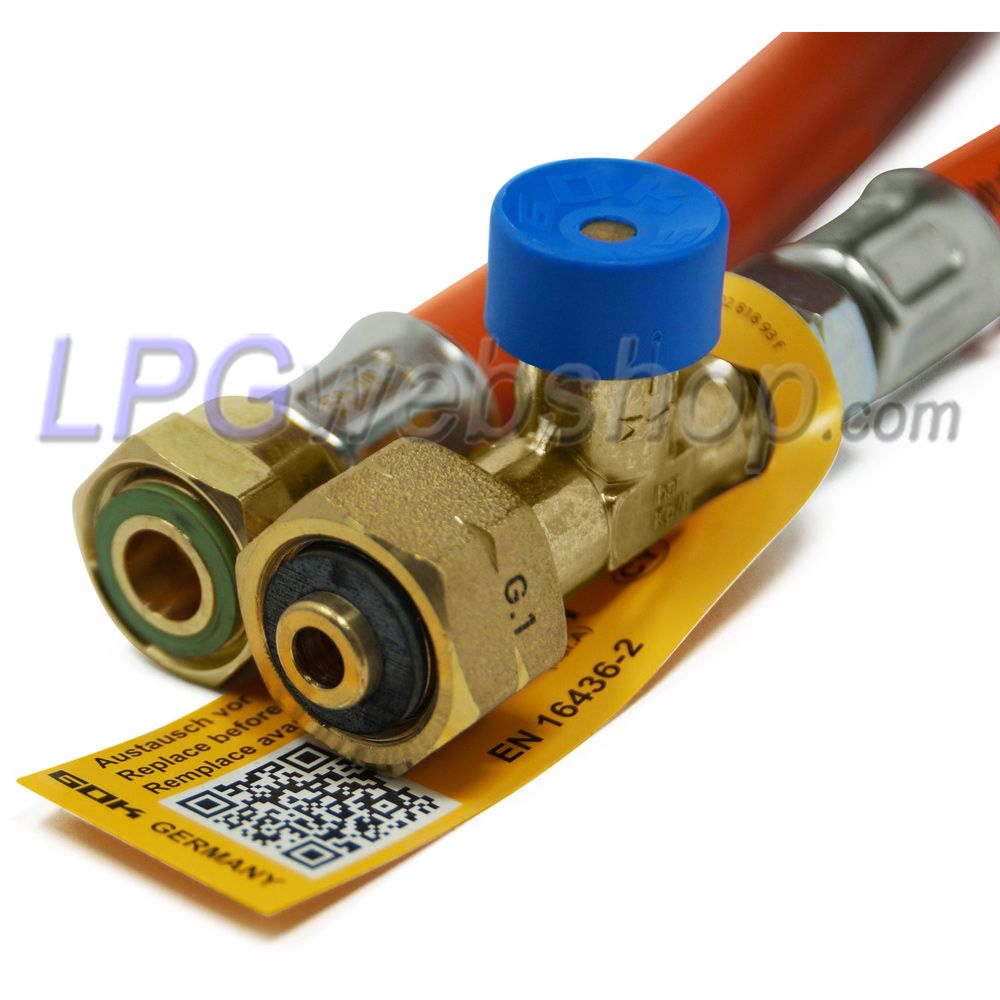 Mangueira de gás de alta pressão GOK 750mm G.1 (IT-W20x1/14") x G.36 (M20x1.5) Caramatic ConnectDrive com válvula de ruptura Mangueira de gás de alta pressão GOK 750mm G.1 (IT-W20x1/14") x G.36 (M20x1.5) Caramatic ConnectDrive com válvula de ruptura