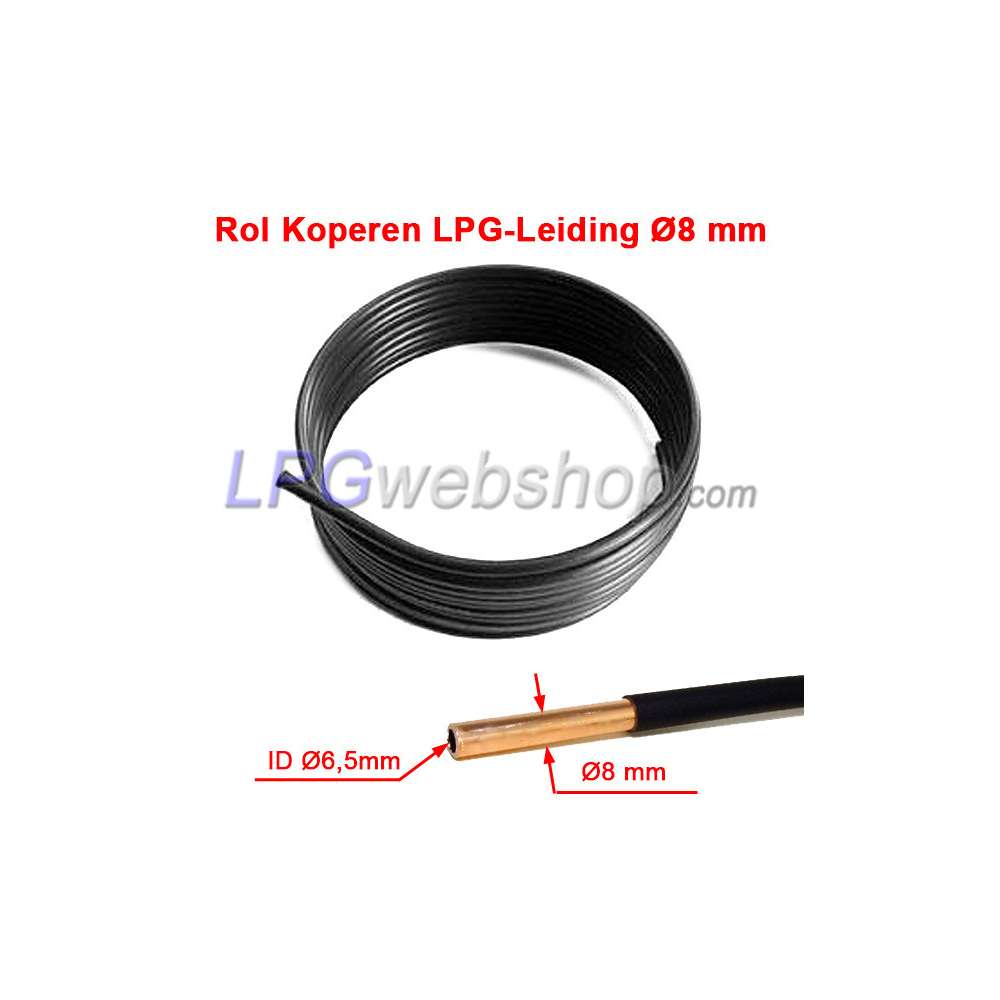 Rolo de 50 metros Tubo GLP Cobre 8mm com bainha plástica Rolo de 50 metros Tubo GLP Cobre 8mm com bainha plástica