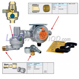 Regulador de presión GOK Caramatic DriveOne 50mbar 1,5 kg/h - Horizontal M20x1,5
