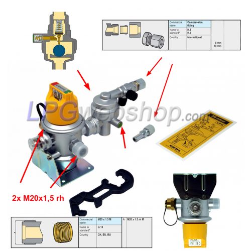 Regulador de pressão GOK Caramatic DriveTwo 50mbar 1,5kg/h - Horizontal M20 x 1,5